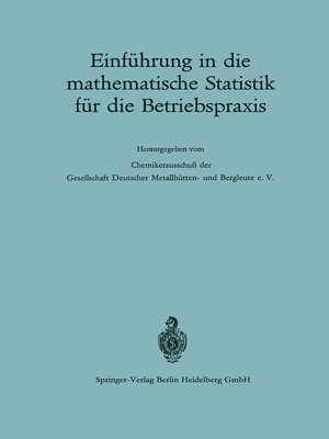 cover image of Einführung in die mathematische Statistik für die Betriebspraxis